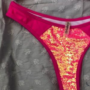 Hot Pink Sparkly Sequined Large US 8 UK 12 EU 40 ZAFUL Bikini